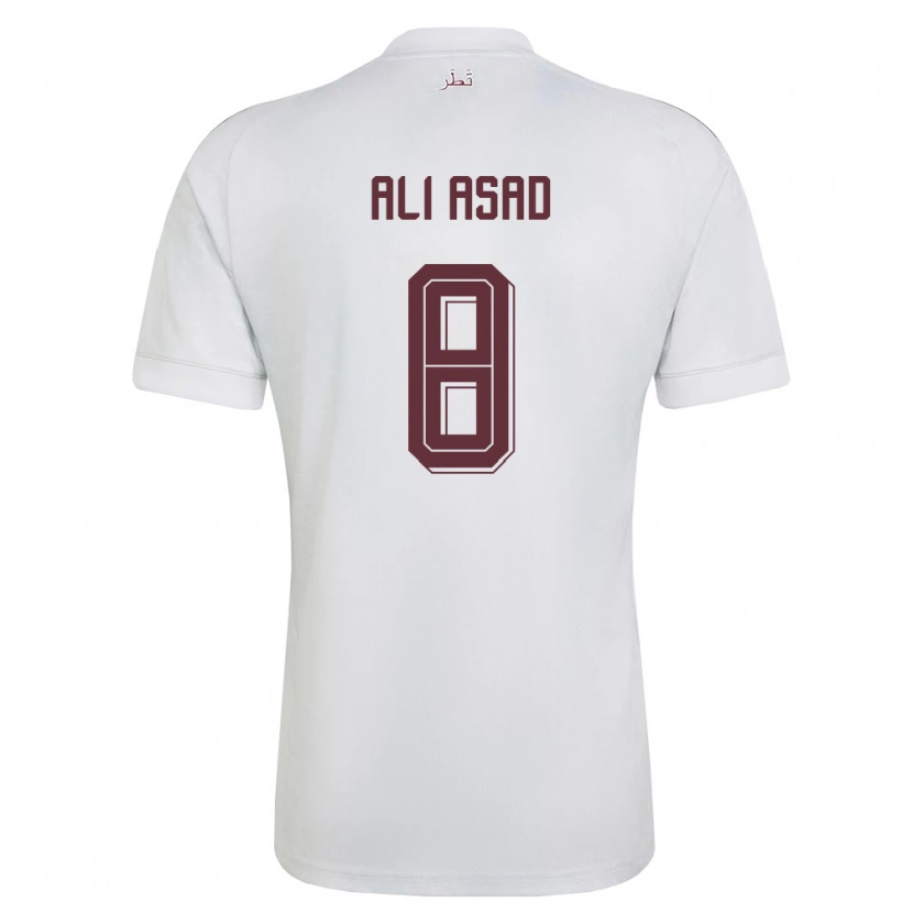 Danxen Niño Camiseta Catar Ali Asad #8 Blanco Borgoña 2ª Equipación 26-28 La Camisa