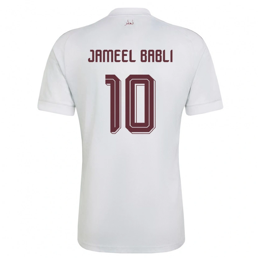 Danxen Niño Camiseta Catar Mohannad Babli #10 Blanco Borgoña 2ª Equipación 26-28 La Camisa