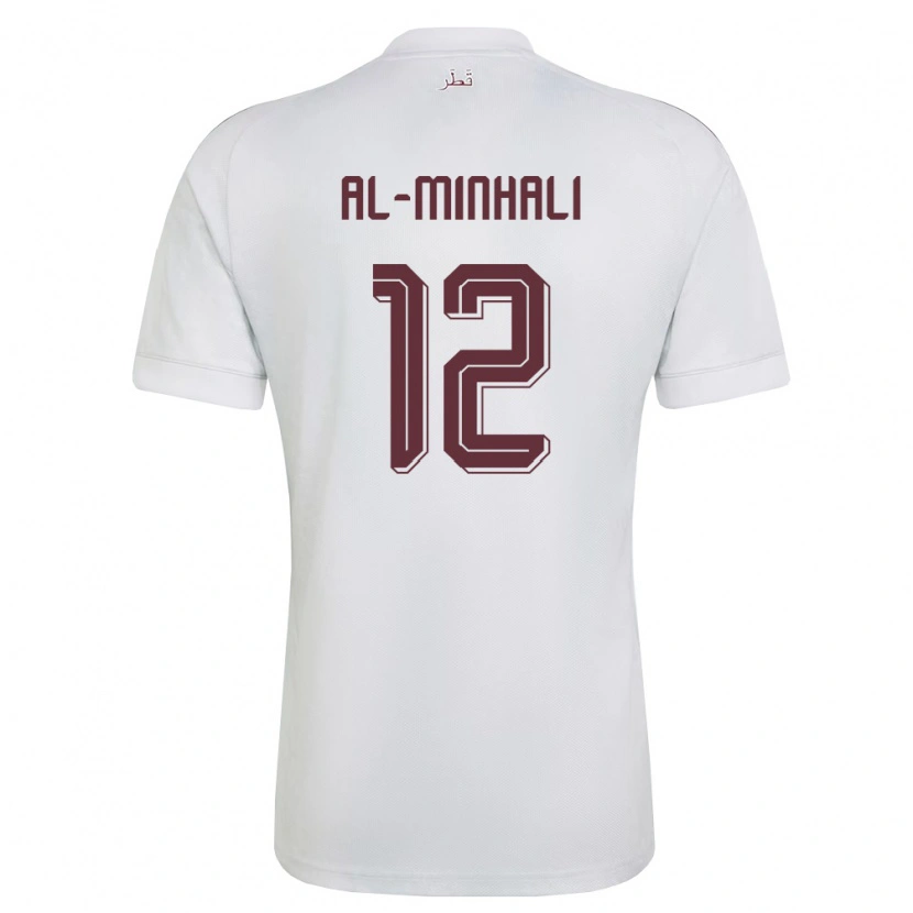 Danxen Niño Camiseta Catar Ghanem Al-Minhali #12 Blanco Borgoña 2ª Equipación 26-28 La Camisa