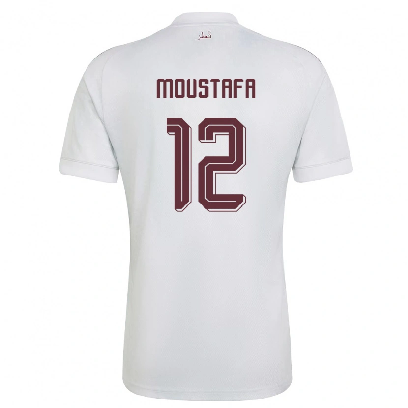Danxen Niño Camiseta Catar Moamen Moustafa #12 Blanco Borgoña 2ª Equipación 26-28 La Camisa