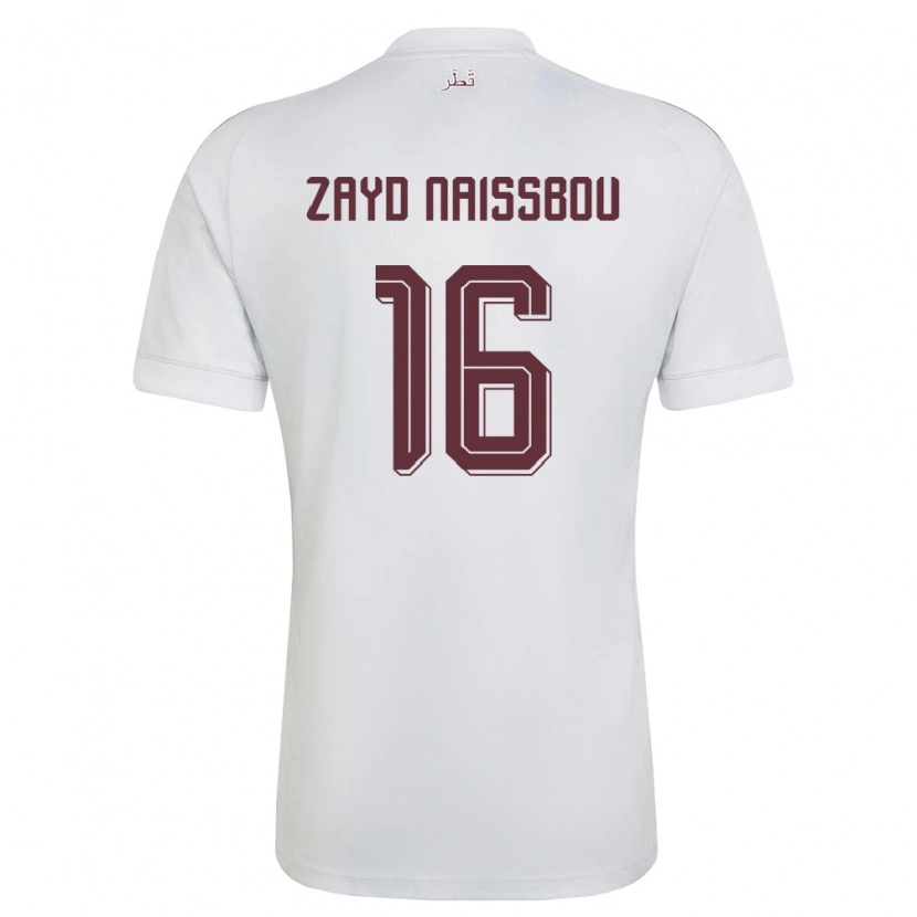 Danxen Niño Camiseta Catar Mohammed Zayd Naissbou #16 Blanco Borgoña 2ª Equipación 26-28 La Camisa