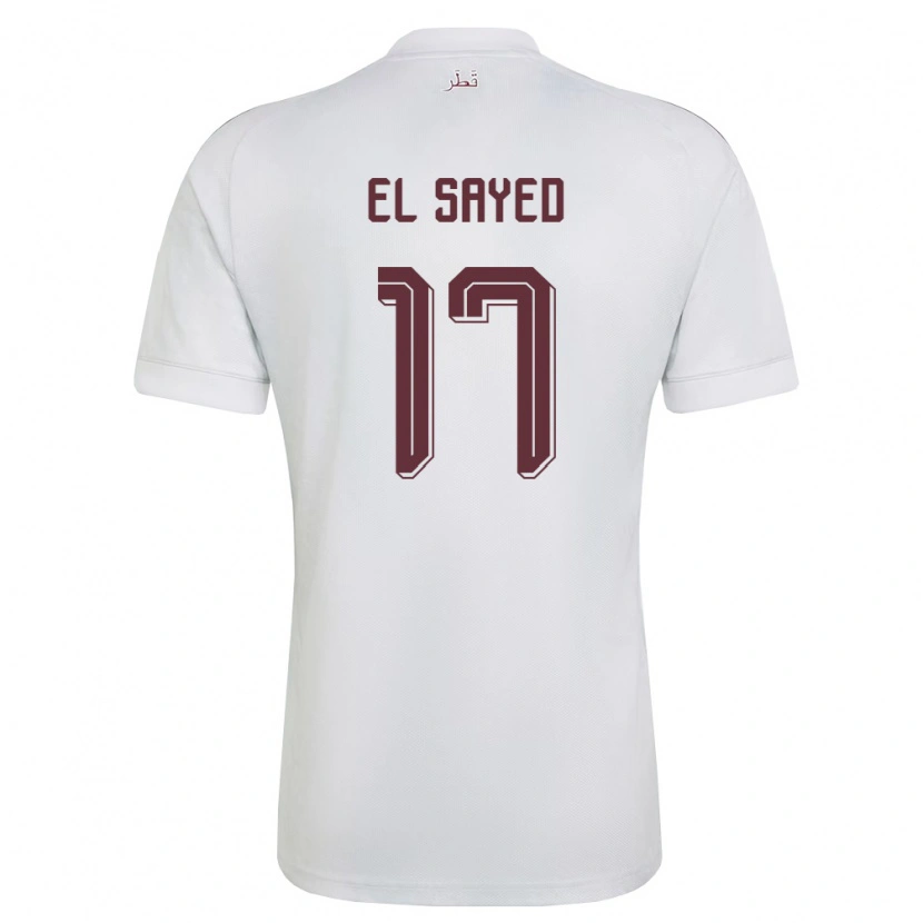 Danxen Niño Camiseta Catar Mostafa El Sayed #17 Blanco Borgoña 2ª Equipación 26-28 La Camisa