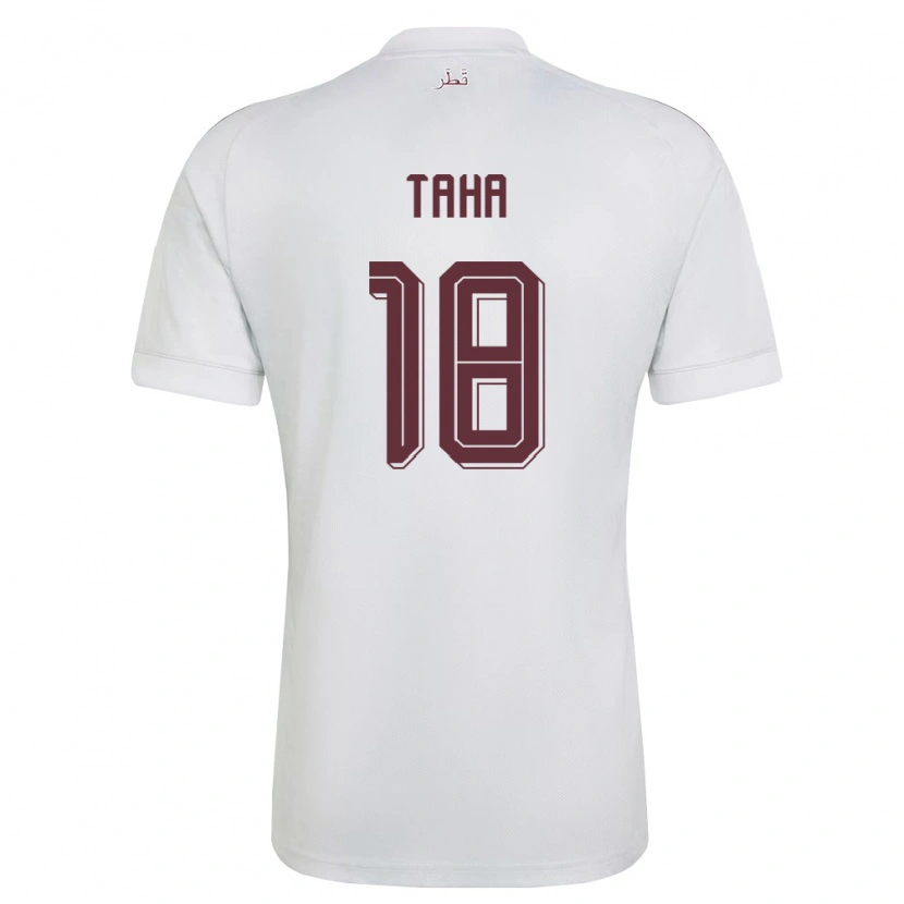 Danxen Niño Camiseta Catar Moath Taha #18 Blanco Borgoña 2ª Equipación 26-28 La Camisa