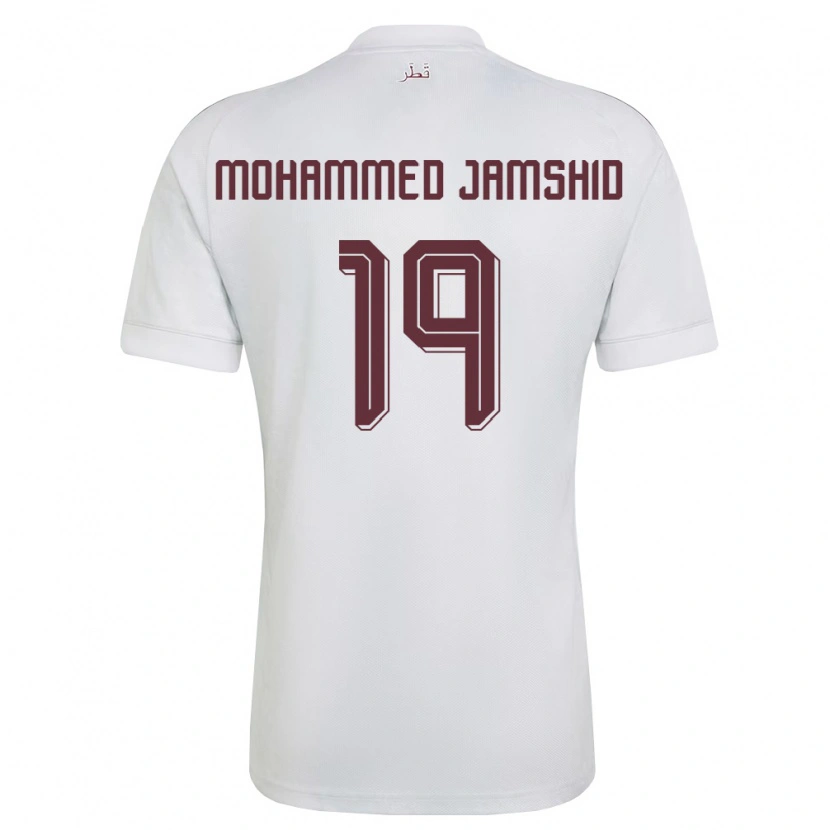 Danxen Niño Camiseta Catar Tahsin Mohammed Jamshid #19 Blanco Borgoña 2ª Equipación 26-28 La Camisa