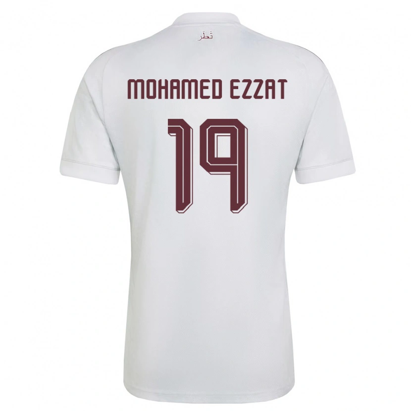 Danxen Niño Camiseta Catar Amr Mohamed Ezzat #19 Blanco Borgoña 2ª Equipación 26-28 La Camisa