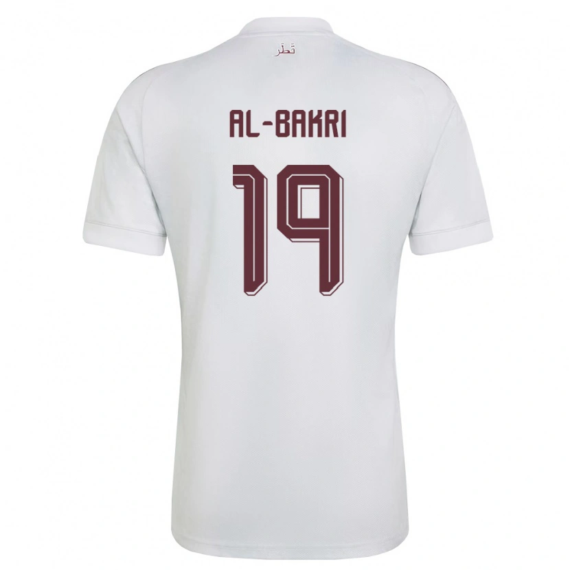 Danxen Niño Camiseta Catar Abdulaziz Al-Bakri #19 Blanco Borgoña 2ª Equipación 26-28 La Camisa