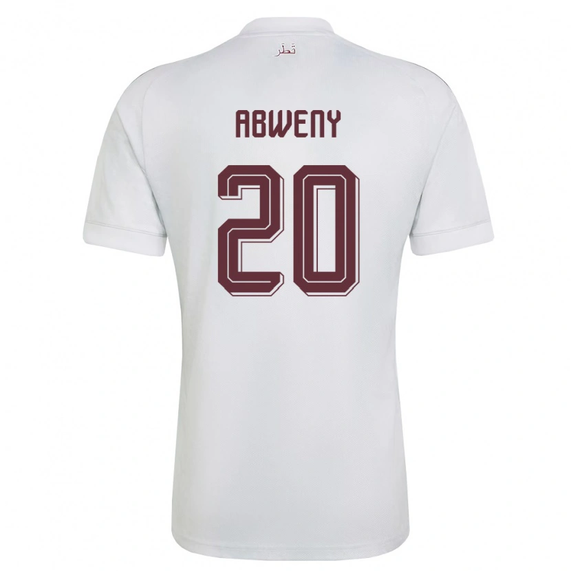 Danxen Niño Camiseta Catar Anas Abweny #20 Blanco Borgoña 2ª Equipación 26-28 La Camisa