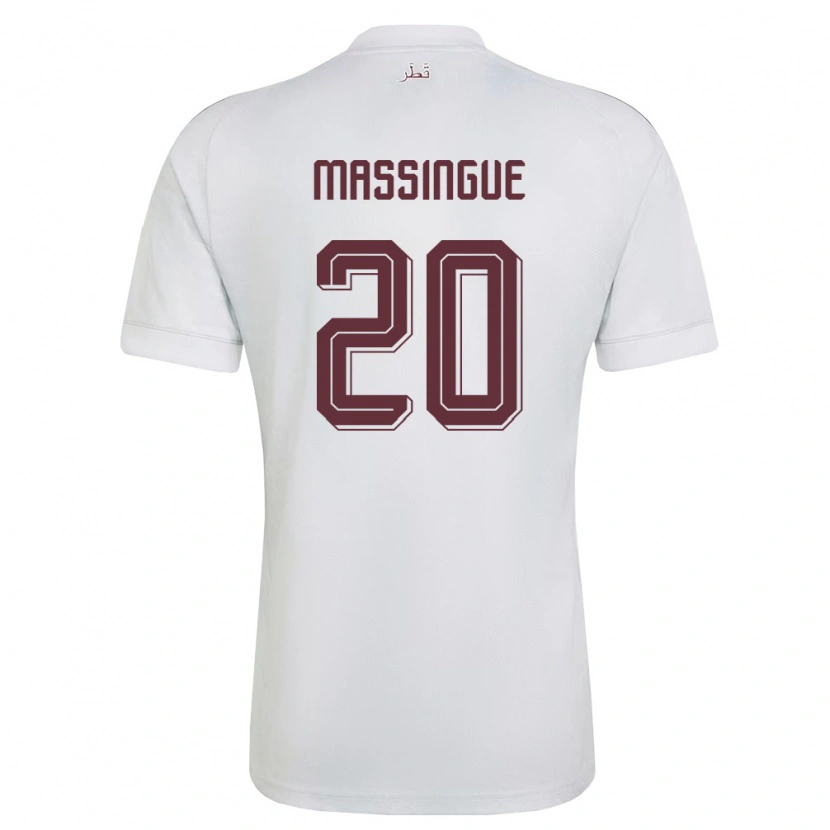 Danxen Niño Camiseta Catar Kelvin Massingue #20 Blanco Borgoña 2ª Equipación 26-28 La Camisa