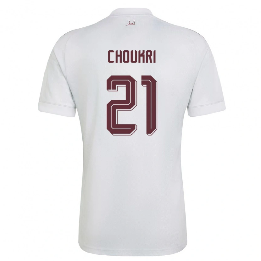 Danxen Niño Camiseta Catar Khaled Choukri #21 Blanco Borgoña 2ª Equipación 26-28 La Camisa