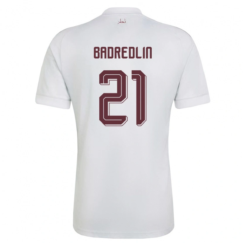 Danxen Niño Camiseta Catar Marwan Badredlin #21 Blanco Borgoña 2ª Equipación 26-28 La Camisa