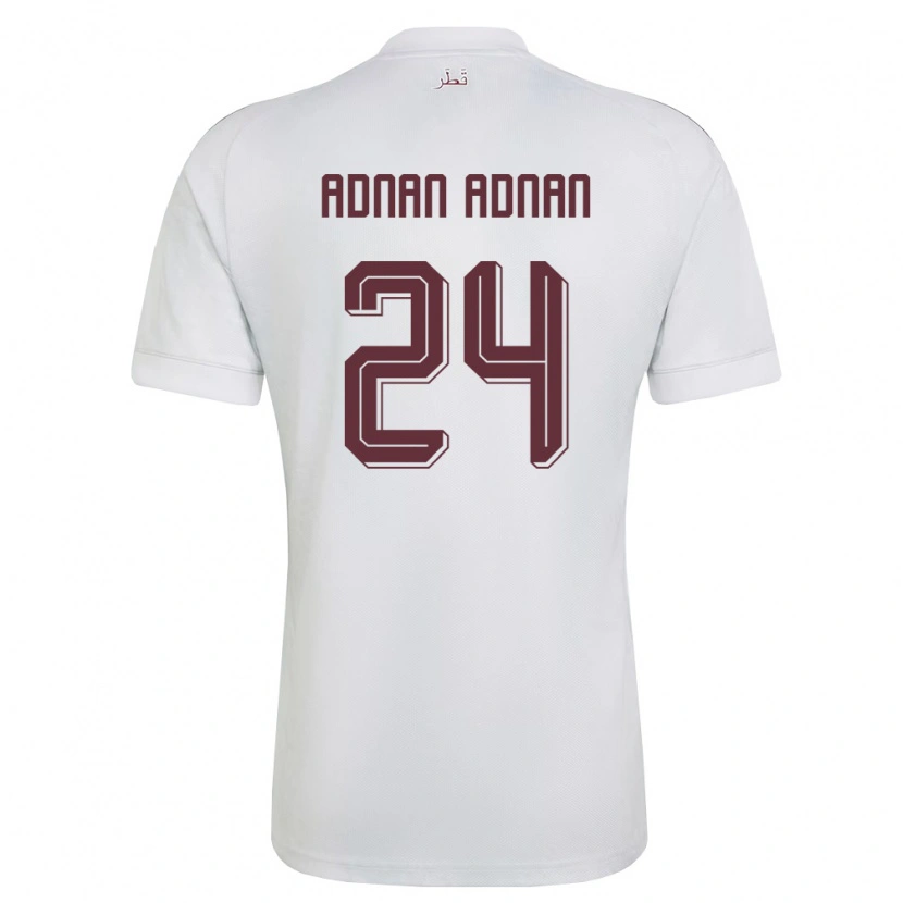 Danxen Niño Camiseta Catar Adham Adnan Adnan #24 Blanco Borgoña 2ª Equipación 26-28 La Camisa