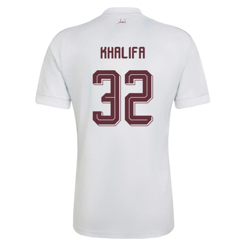 Danxen Niño Camiseta Catar Duana Khalifa #32 Blanco Borgoña 2ª Equipación 26-28 La Camisa