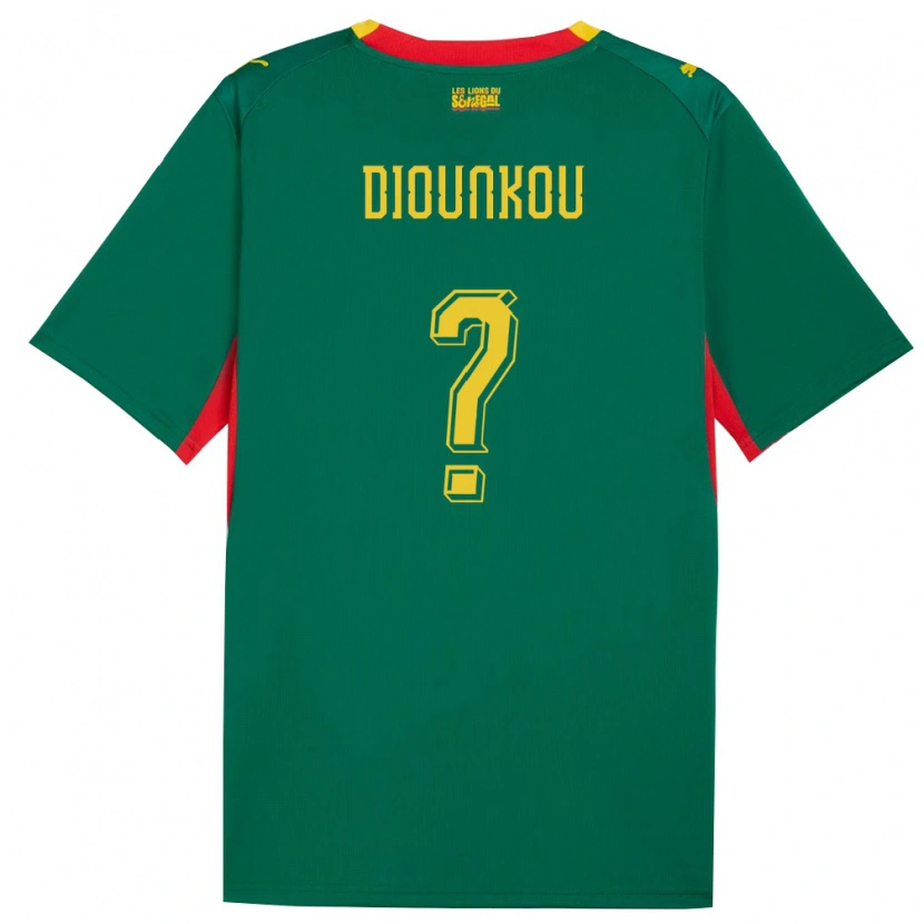 Danxen Niño Camiseta Senegal Alpha Diounkou #0 Verde Amarillo Rojo 2ª Equipación 26-28 La Camisa