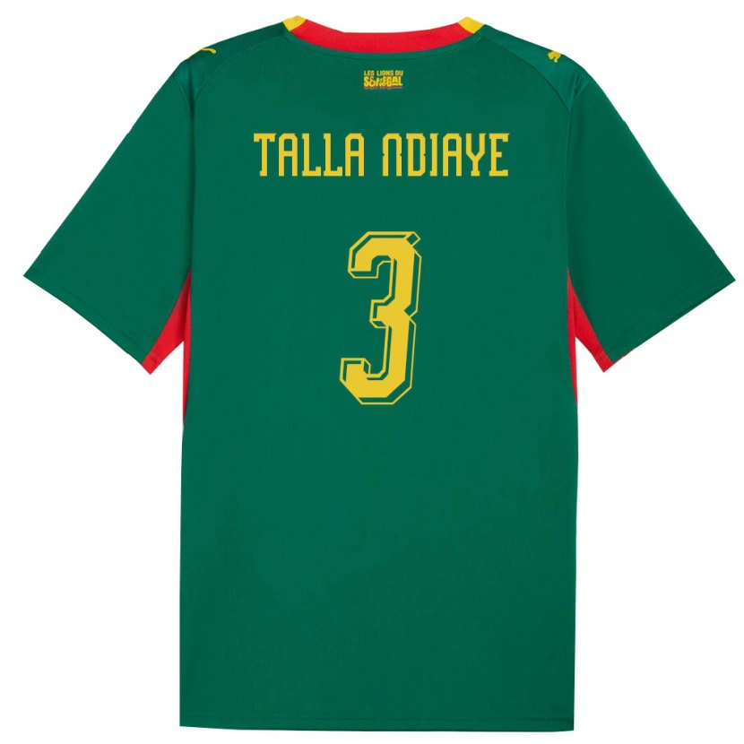 Danxen Niño Camiseta Senegal Mor Talla Ndiaye #3 Verde Amarillo Rojo 2ª Equipación 26-28 La Camisa