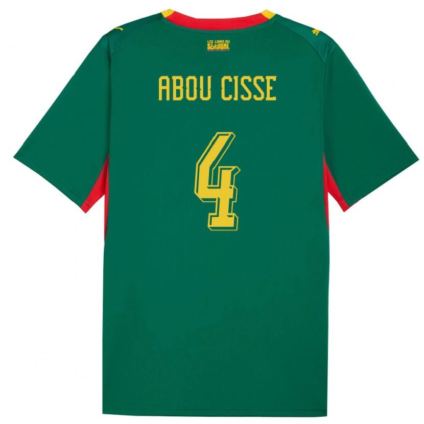 Danxen Niño Camiseta Senegal Pape Abou Cisse #4 Verde Amarillo Rojo 2ª Equipación 26-28 La Camisa