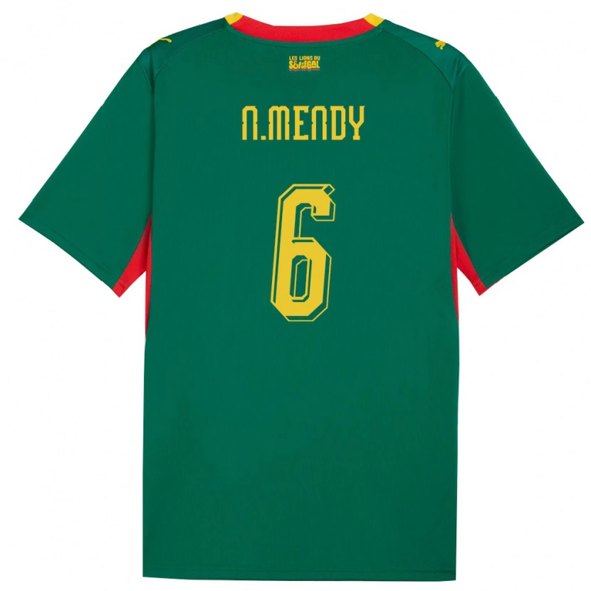 Danxen Niño Camiseta Senegal Nampalys Mendy #6 Verde Amarillo Rojo 2ª Equipación 26-28 La Camisa