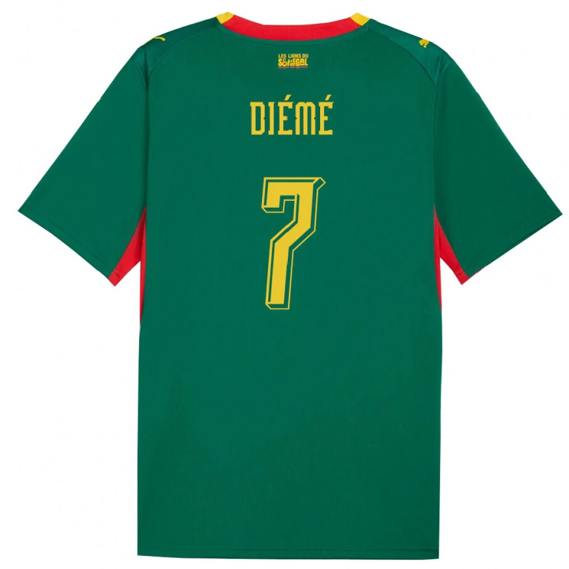 Danxen Niño Camiseta Senegal Yaya Diémé #7 Verde Amarillo Rojo 2ª Equipación 26-28 La Camisa