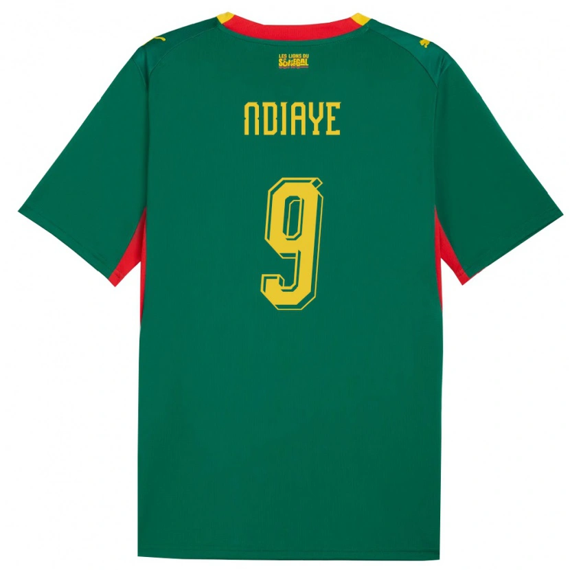Danxen Niño Camiseta Senegal Nguenar Ndiaye #9 Verde Amarillo Rojo 2ª Equipación 26-28 La Camisa