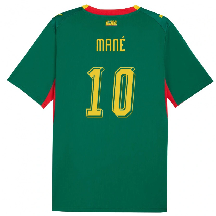 Danxen Niño Camiseta Senegal Sadio Mané #10 Verde Amarillo Rojo 2ª Equipación 26-28 La Camisa