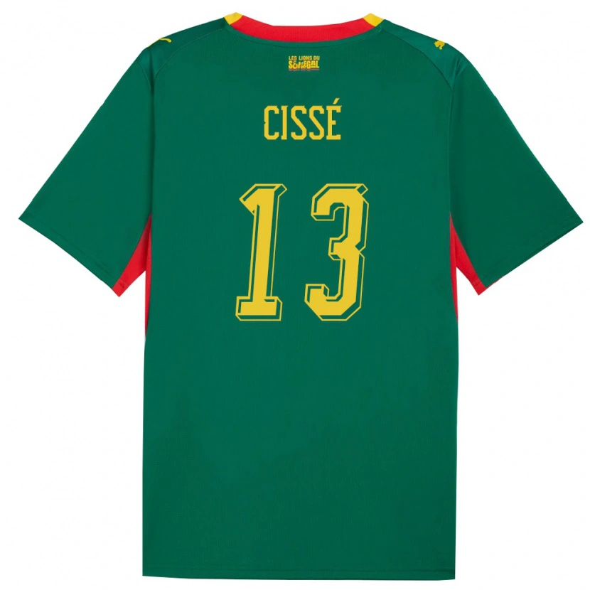 Danxen Niño Camiseta Senegal Souleymane Cisse #13 Verde Amarillo Rojo 2ª Equipación 26-28 La Camisa