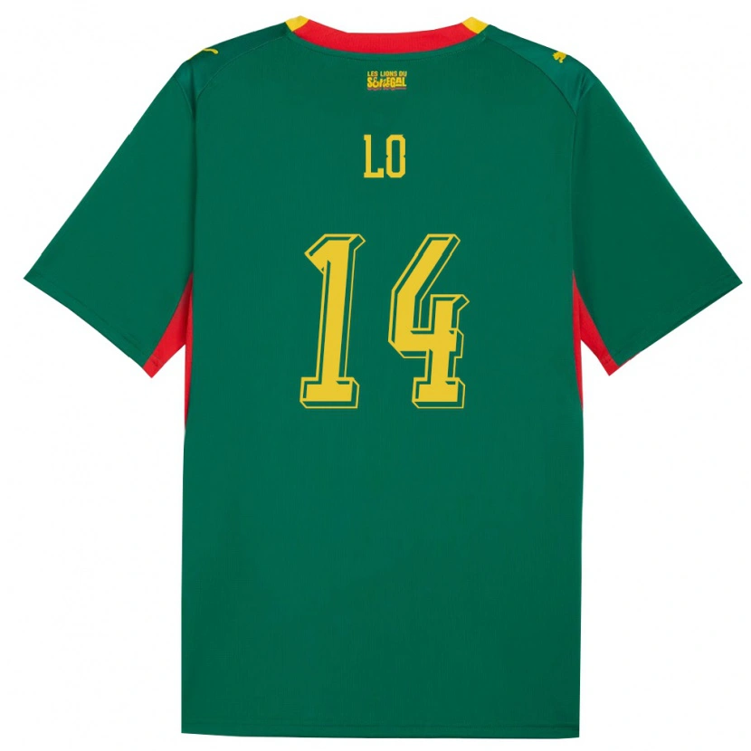 Danxen Niño Camiseta Senegal Malick Lo #14 Verde Amarillo Rojo 2ª Equipación 26-28 La Camisa