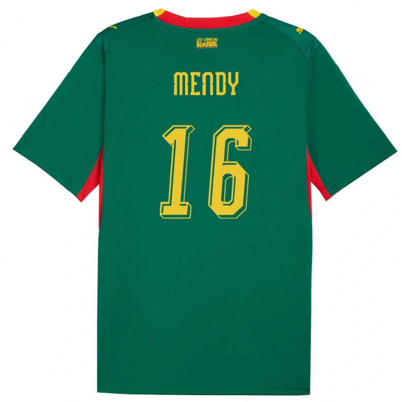 Danxen Niño Camiseta Senegal Edouard Mendy #16 Verde Amarillo Rojo 2ª Equipación 26-28 La Camisa