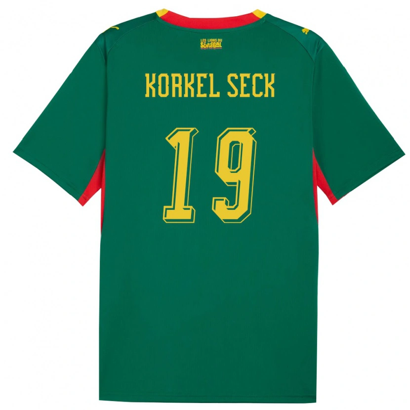 Danxen Niño Camiseta Senegal Bineta Korkel Seck #19 Verde Amarillo Rojo 2ª Equipación 26-28 La Camisa