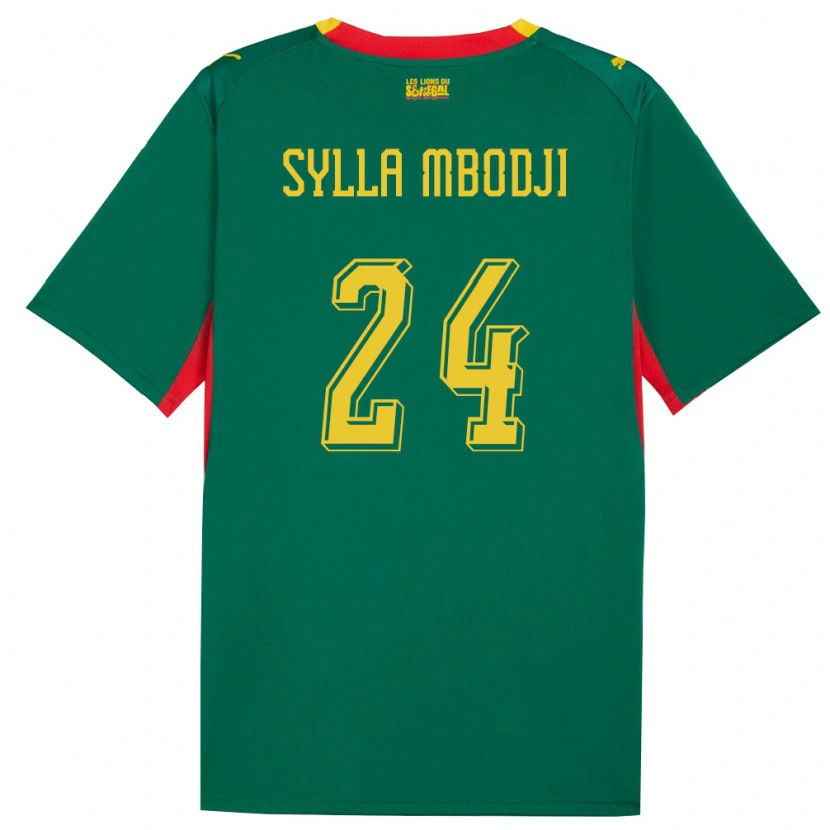 Danxen Niño Camiseta Senegal Coumba Sylla Mbodji #24 Verde Amarillo Rojo 2ª Equipación 26-28 La Camisa