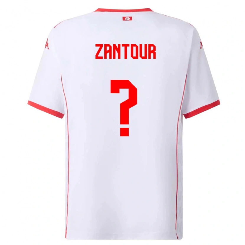 Danxen Niño Camiseta Túnez Ishaq Zantour #0 Blanco Rojo 2ª Equipación 26-28 La Camisa