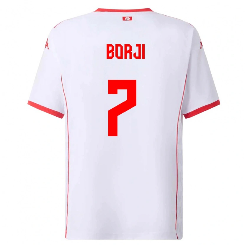 Danxen Niño Camiseta Túnez Adem Borji #7 Blanco Rojo 2ª Equipación 26-28 La Camisa