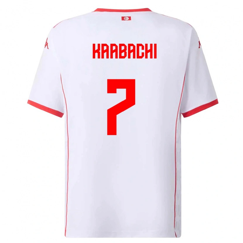 Danxen Niño Camiseta Túnez Ella Kaabachi #7 Blanco Rojo 2ª Equipación 26-28 La Camisa