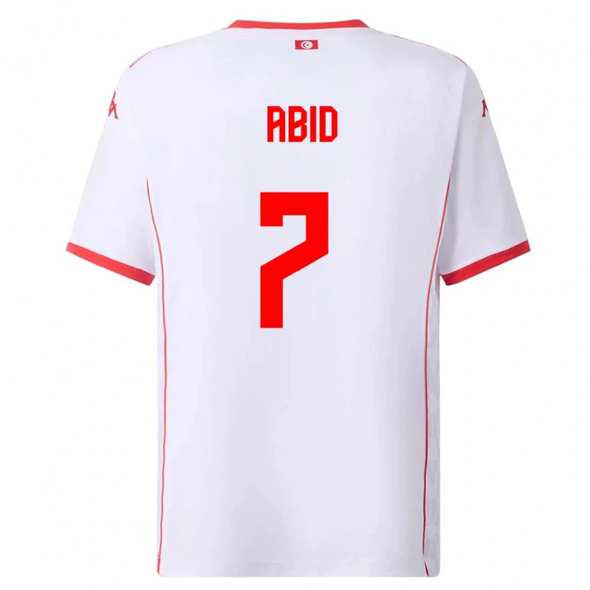 Danxen Niño Camiseta Túnez Aziz Abid #7 Blanco Rojo 2ª Equipación 26-28 La Camisa