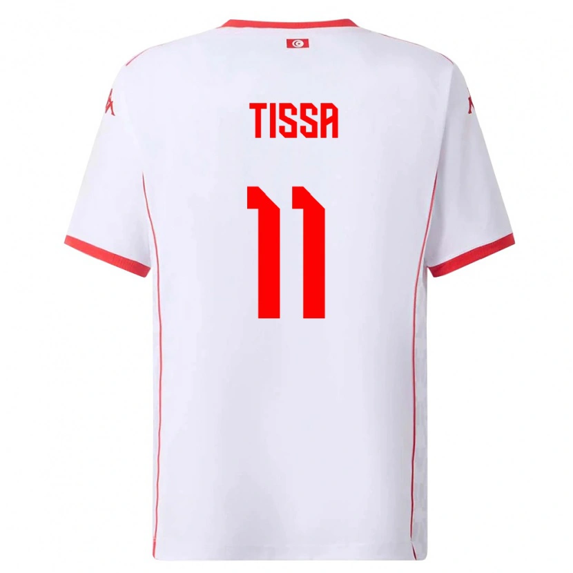 Danxen Niño Camiseta Túnez Wassim Tissa #11 Blanco Rojo 2ª Equipación 26-28 La Camisa