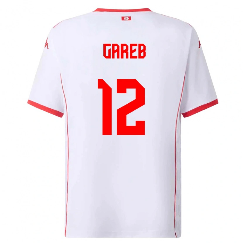 Danxen Niño Camiseta Túnez Adem Gareb #12 Blanco Rojo 2ª Equipación 26-28 La Camisa
