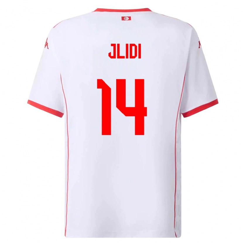 Danxen Niño Camiseta Túnez Yahia Jlidi #14 Blanco Rojo 2ª Equipación 26-28 La Camisa