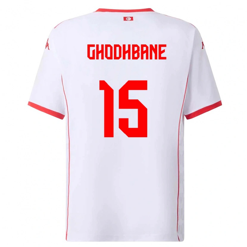 Danxen Niño Camiseta Túnez Louay Ghodhbane #15 Blanco Rojo 2ª Equipación 26-28 La Camisa