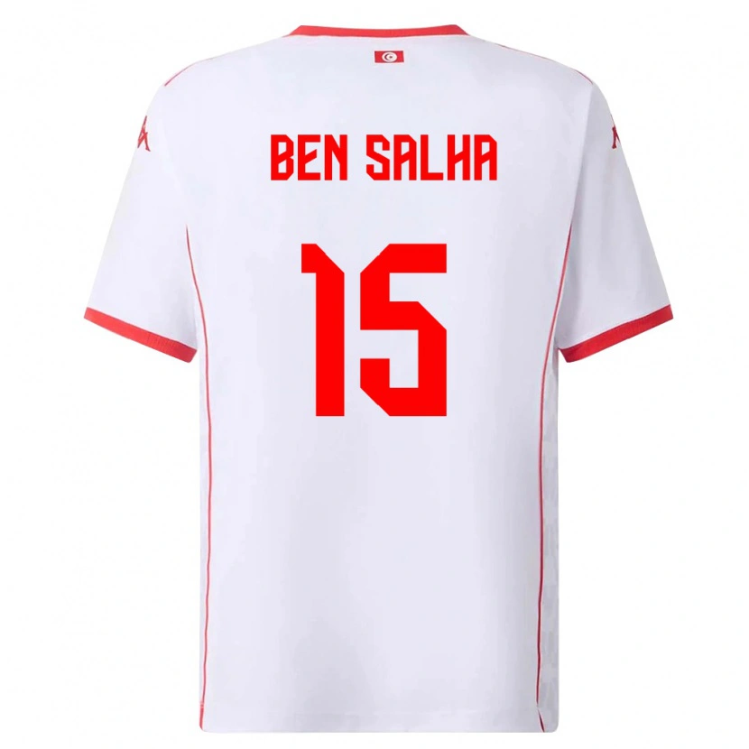Danxen Niño Camiseta Túnez Yakine Ben Salha #15 Blanco Rojo 2ª Equipación 26-28 La Camisa