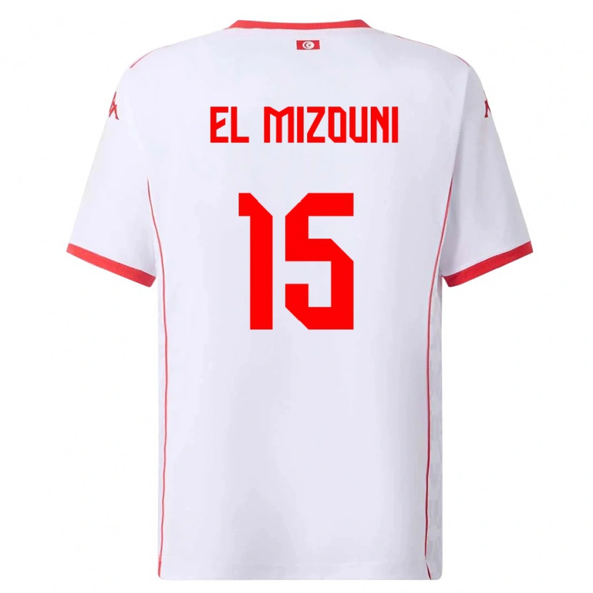 Danxen Niño Camiseta Túnez Idris El Mizouni #15 Blanco Rojo 2ª Equipación 26-28 La Camisa