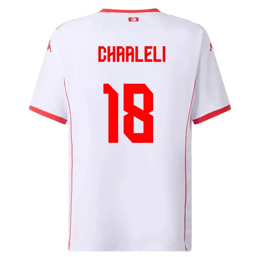 Danxen Niño Camiseta Túnez Ghaliene Chaaleli #18 Blanco Rojo 2ª Equipación 26-28 La Camisa