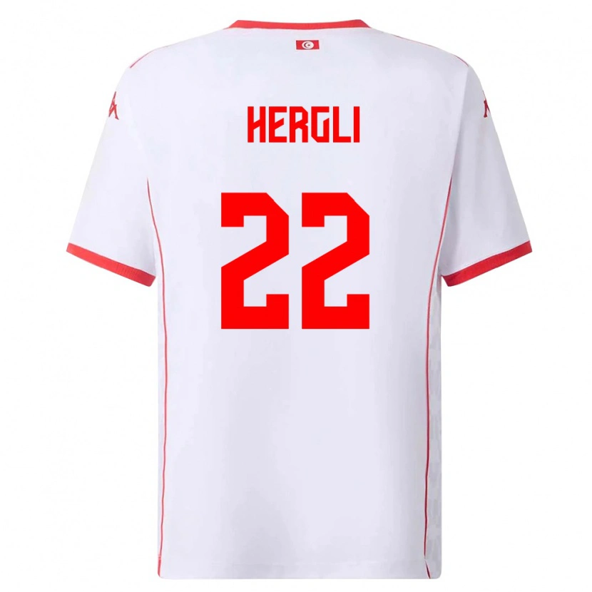 Danxen Niño Camiseta Túnez Said Hergli #22 Blanco Rojo 2ª Equipación 26-28 La Camisa