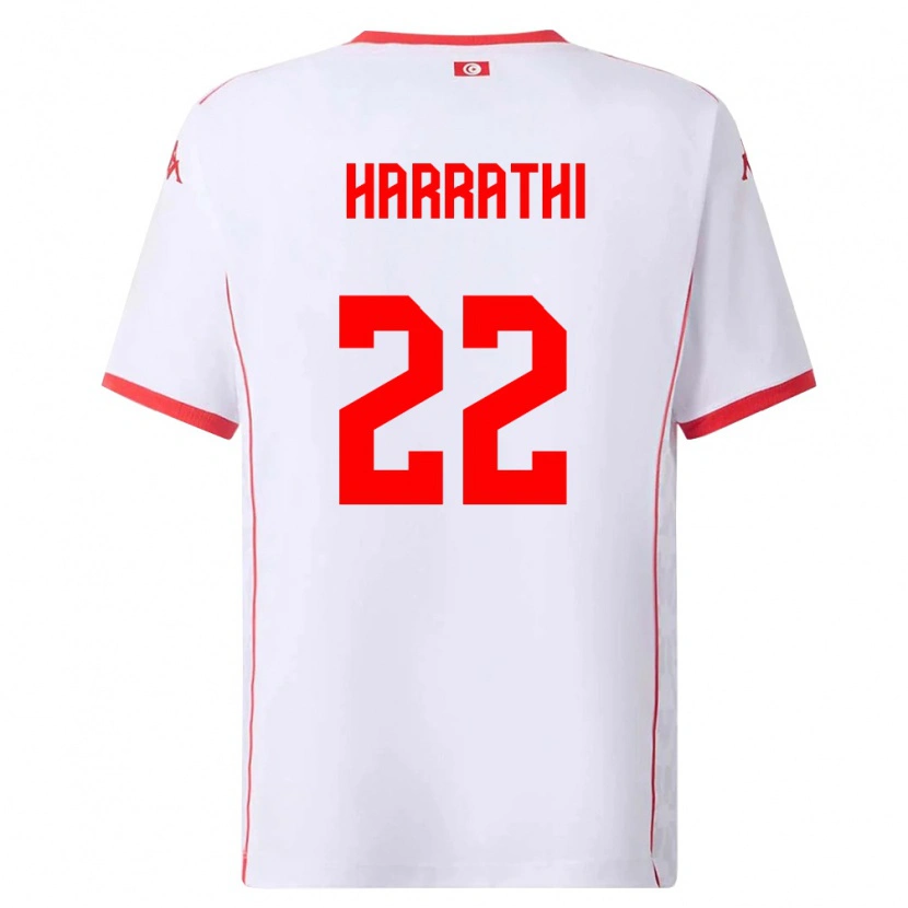 Danxen Niño Camiseta Túnez Najla Harrathi #22 Blanco Rojo 2ª Equipación 26-28 La Camisa