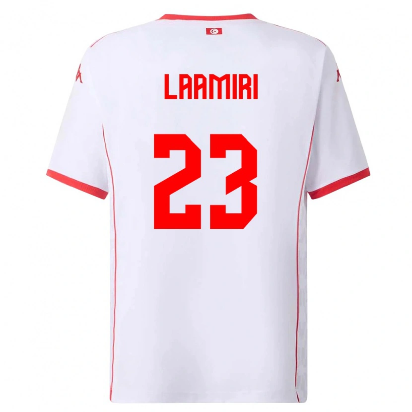 Danxen Niño Camiseta Túnez Soumaya Laamiri #23 Blanco Rojo 2ª Equipación 26-28 La Camisa