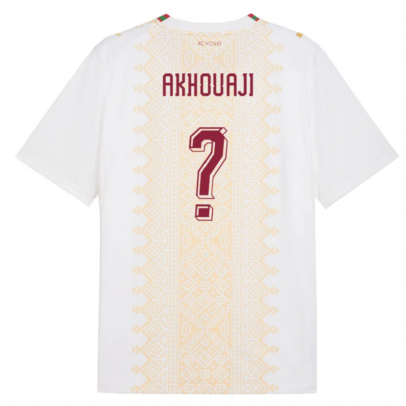 Danxen Niño Camiseta Marruecos Mohamed Akhouaji #0 Blanco Oro Rojo 2ª Equipación 26-28 La Camisa