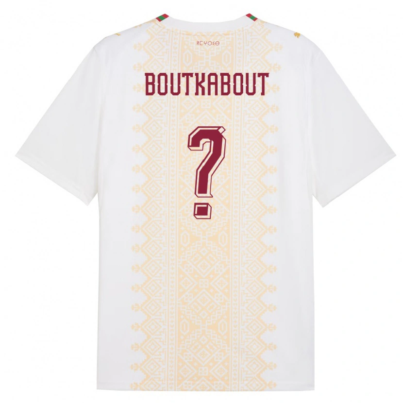 Danxen Niño Camiseta Marruecos Amir Boutkabout #0 Blanco Oro Rojo 2ª Equipación 26-28 La Camisa