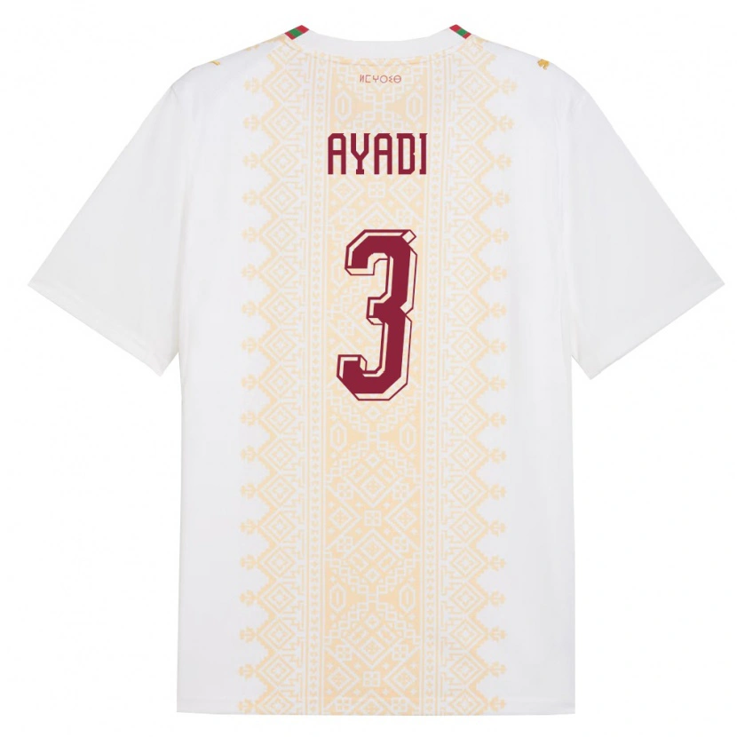Danxen Niño Camiseta Marruecos Akram Ayadi #3 Blanco Oro Rojo 2ª Equipación 26-28 La Camisa