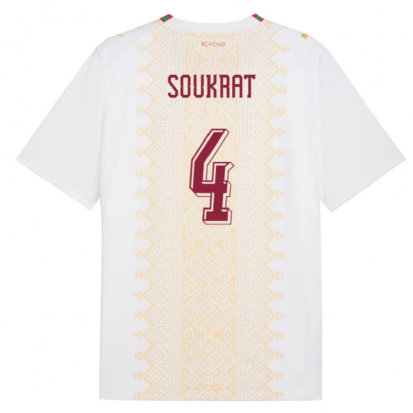 Danxen Niño Camiseta Marruecos Bilal Soukrat #4 Blanco Oro Rojo 2ª Equipación 26-28 La Camisa