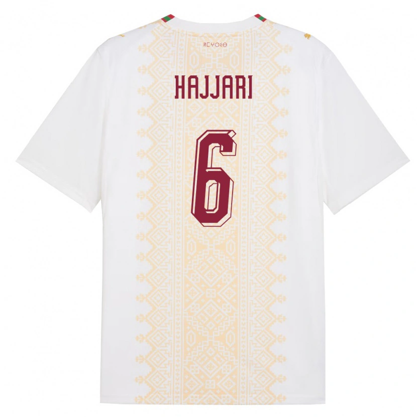 Danxen Niño Camiseta Marruecos Rayhan Hajjari #6 Blanco Oro Rojo 2ª Equipación 26-28 La Camisa