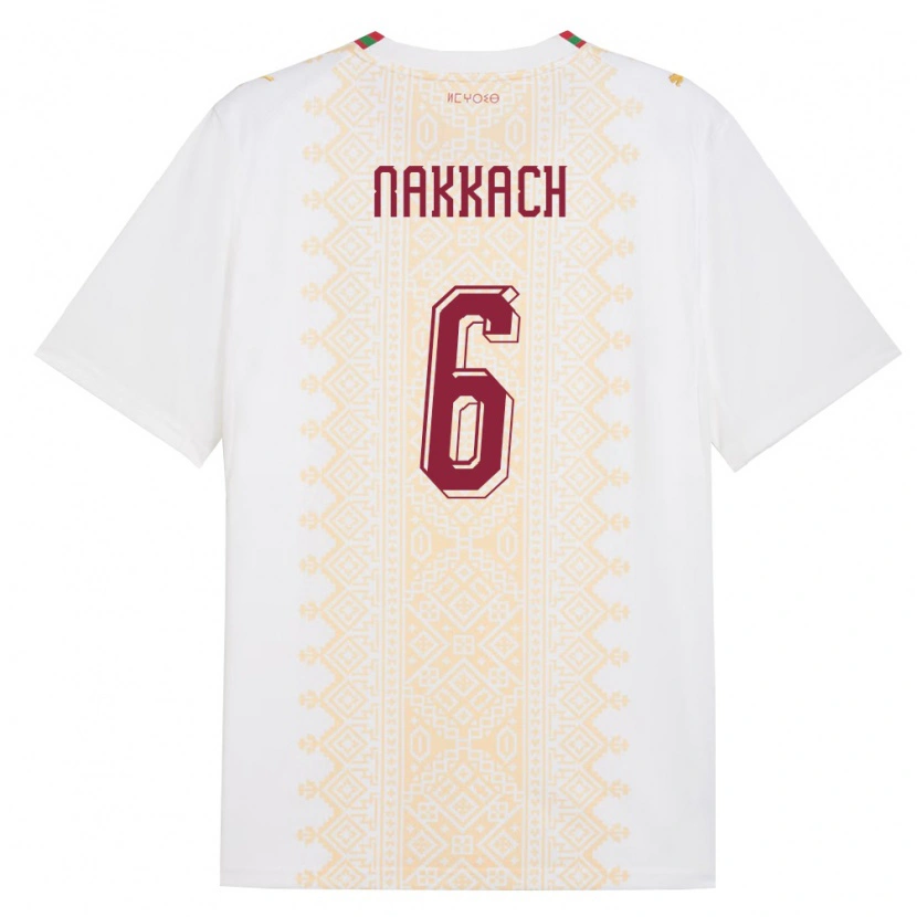 Danxen Niño Camiseta Marruecos Elodie Nakkach #6 Blanco Oro Rojo 2ª Equipación 26-28 La Camisa