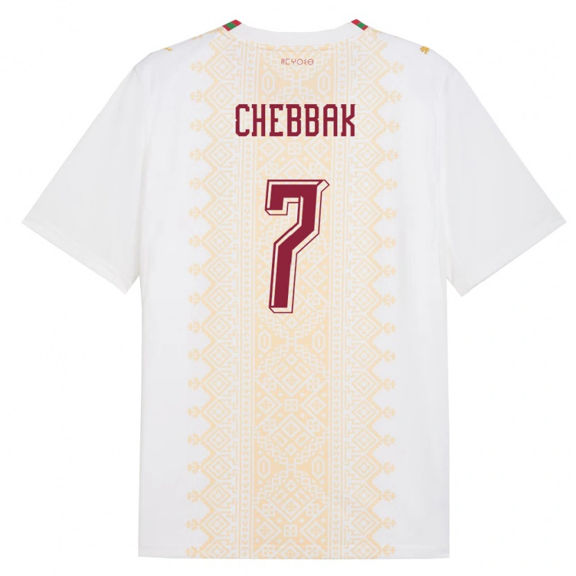 Danxen Niño Camiseta Marruecos Ghizlane Chebbak #7 Blanco Oro Rojo 2ª Equipación 26-28 La Camisa
