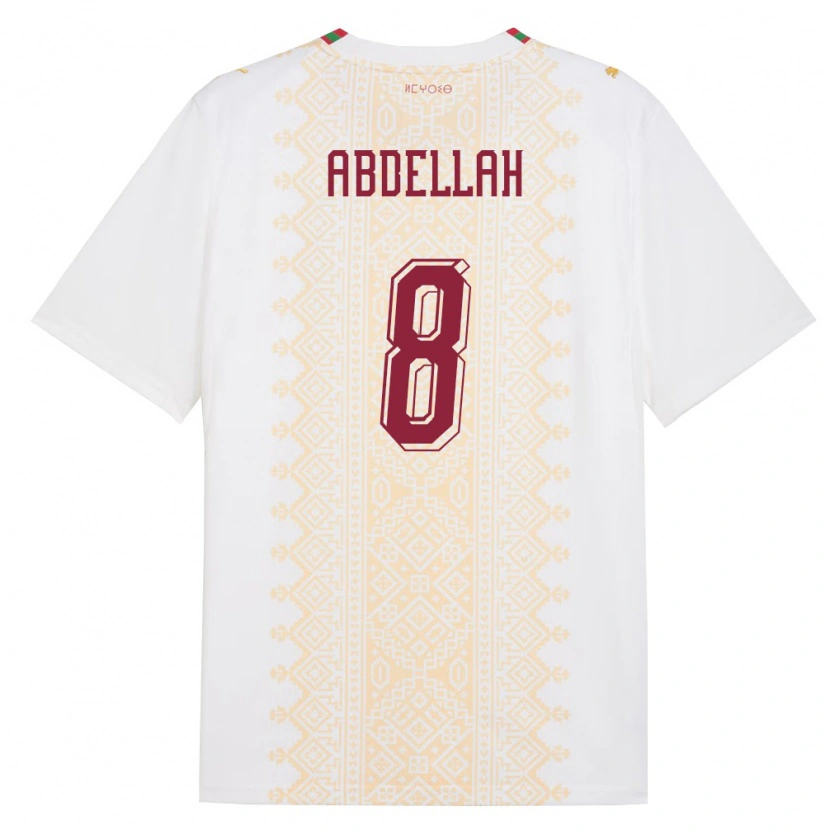 Danxen Niño Camiseta Marruecos Abdellah Ouazane #8 Blanco Oro Rojo 2ª Equipación 26-28 La Camisa
